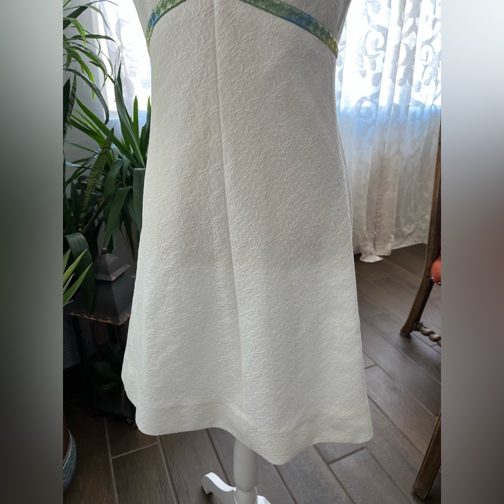 S/M Vintage 60s mod midi dress with green blue detail handmade Gogo dress - Picture 3 of 9
